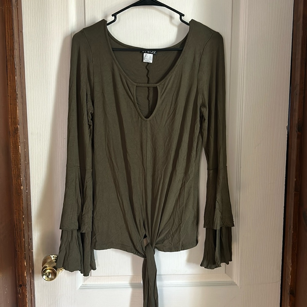 Olive green detail top